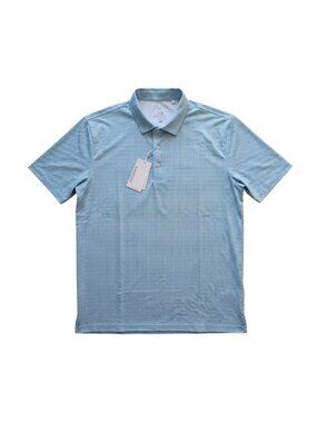 NWT | EAGEGOF Men's Blue Checked Pattern Golf Polo Shirt Short Sleeve | 2XL